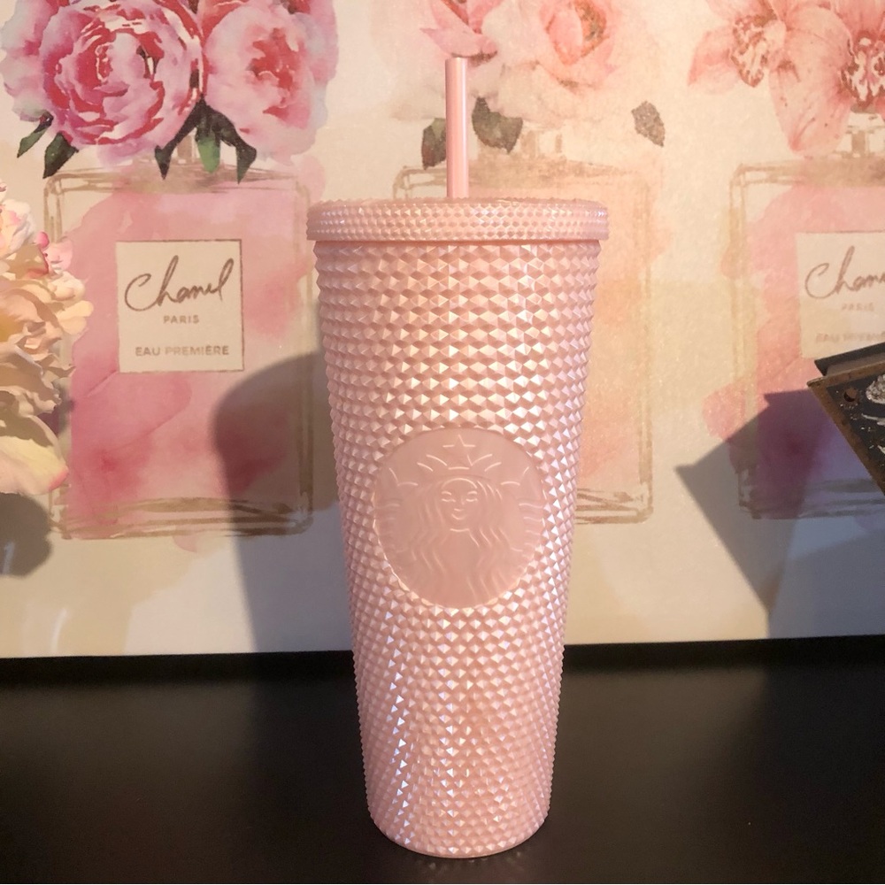 Limited Edition Starbucks Pink Iridescent Studded Cold Venti Tumbler 24 oz Cup